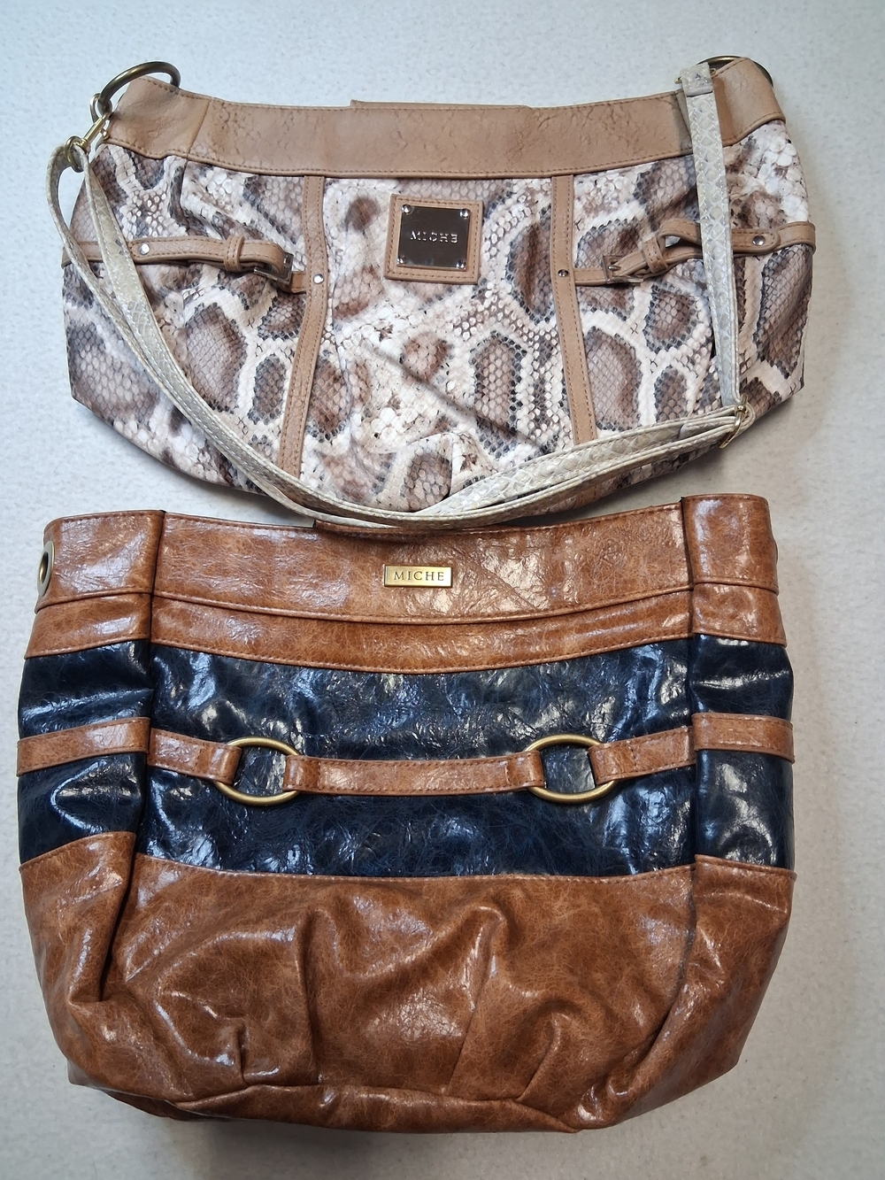 MICHE Shell Two-Tone Brown & Black Shoulder Bag - Elegant Women's Handbag